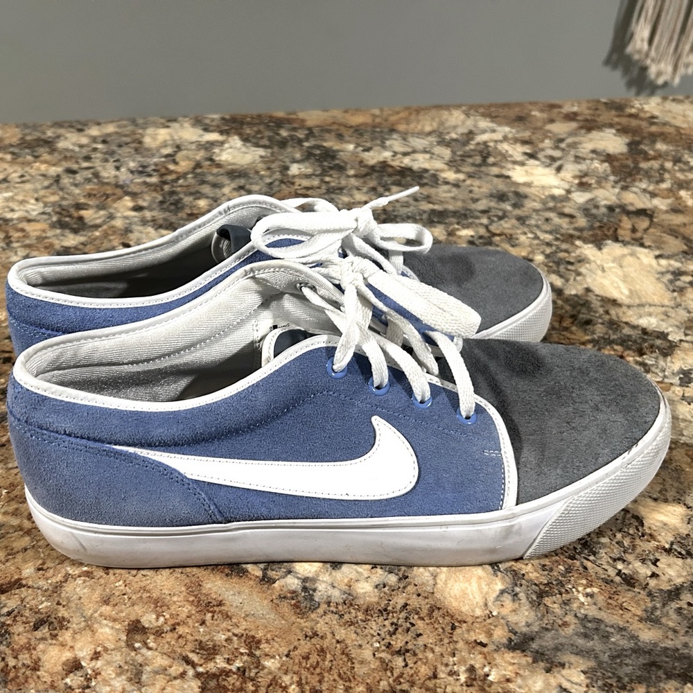 Men's Nike Toki Low Blue/gray/white Suede Skateboard Sneakers Men's 11.5